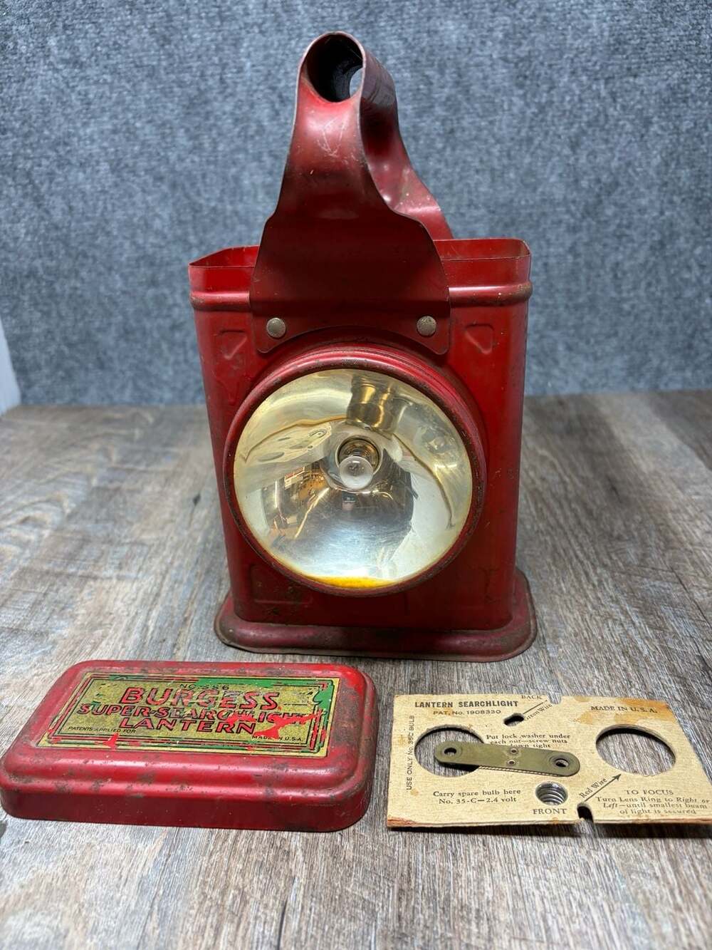 Vtg 1930's Burgess Battery  Twin-Six Lantern Flashlight Freeport ILLINOIS Works